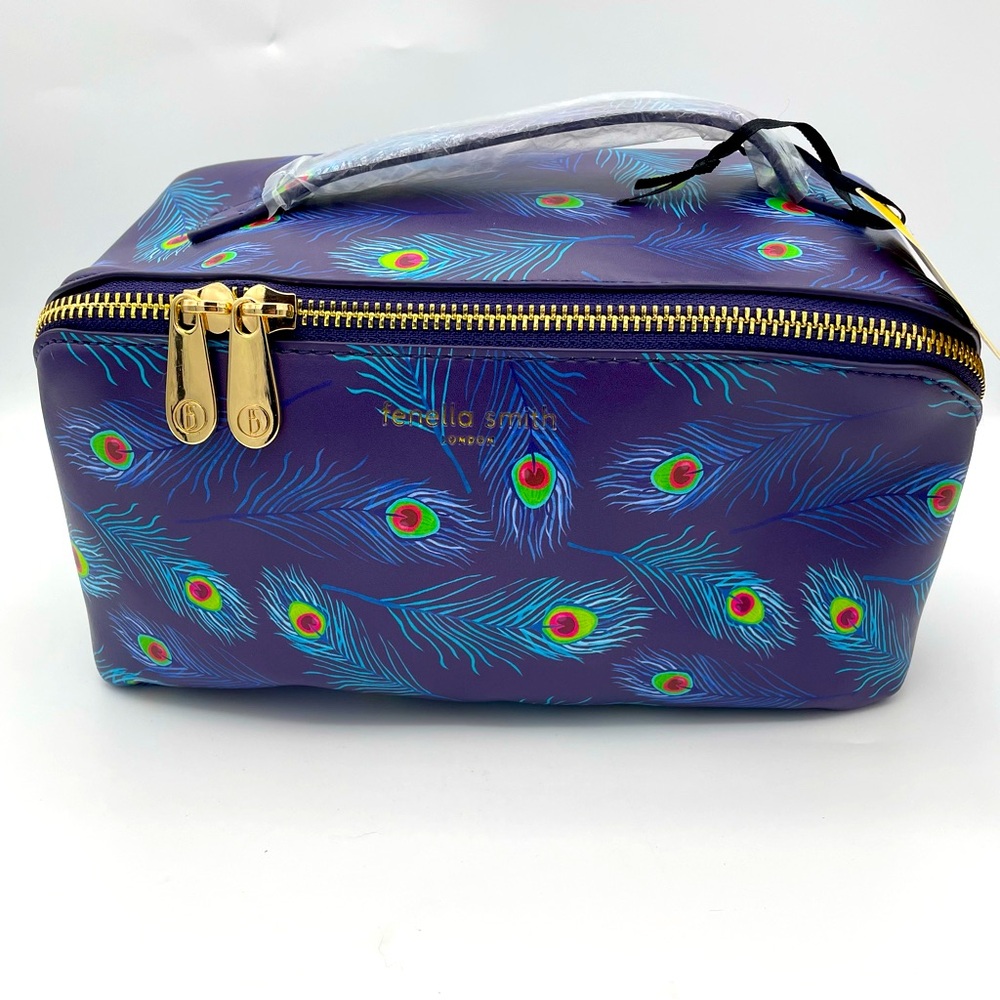 Fenella Smith Peacock Print Cosmetic Bag Toiletry Travel Case NWT